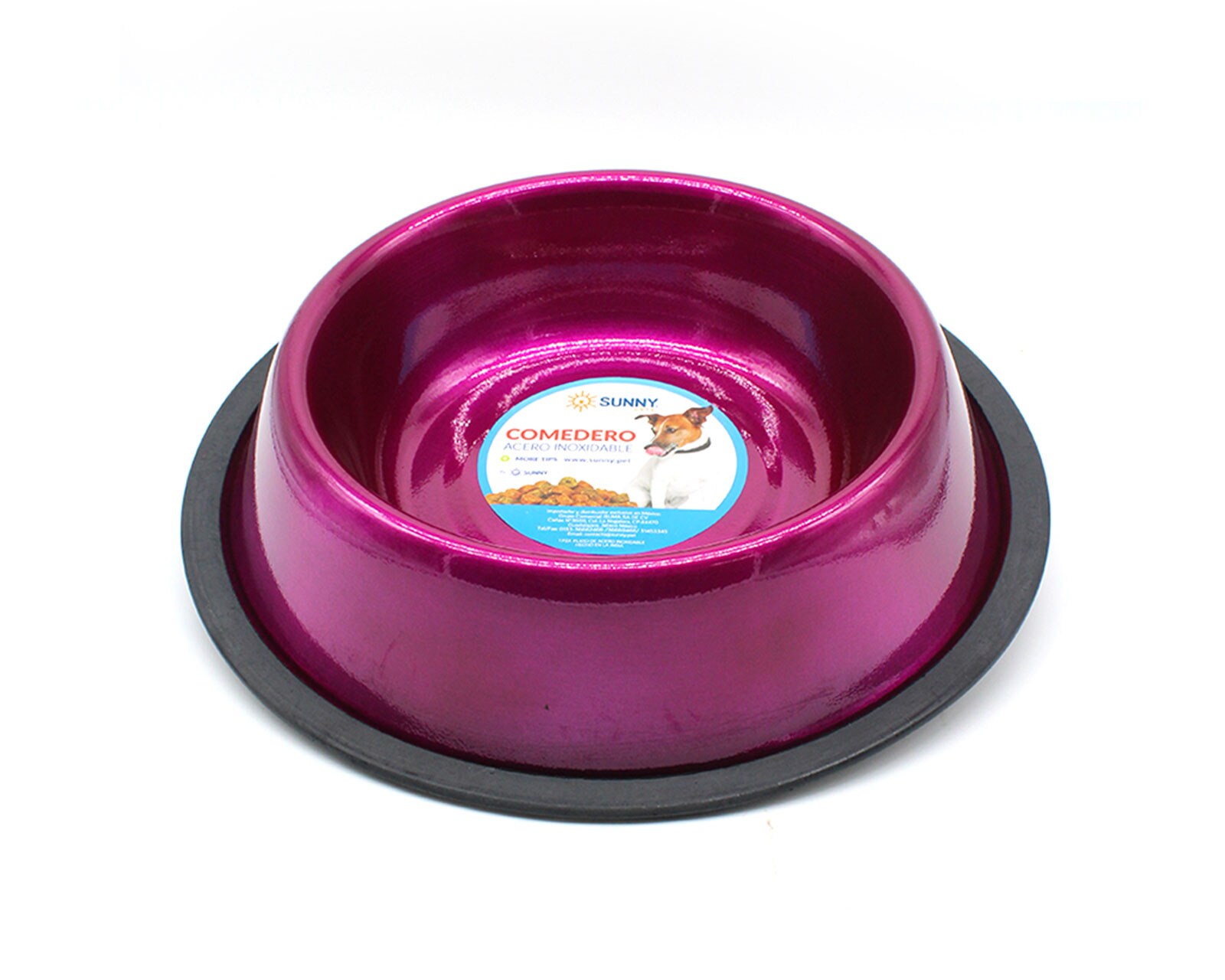 Plato Para Mascota Sunny Color Rosa De Oz De Acero Inoxidable