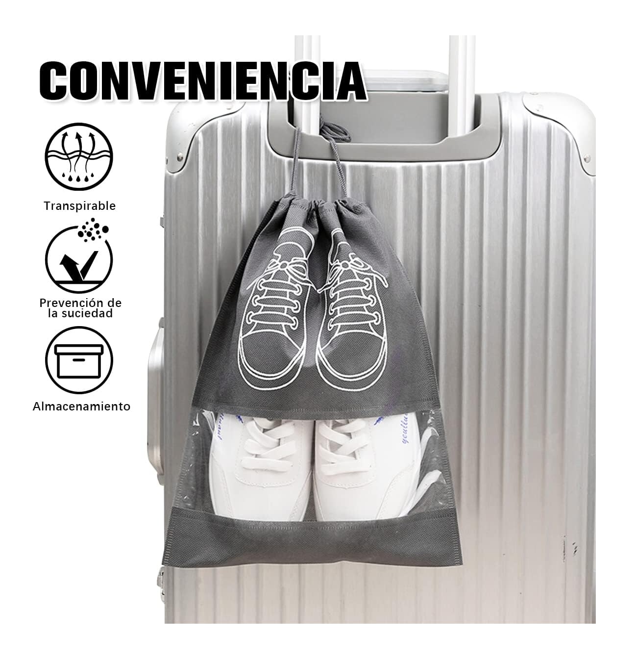 Bolsas De Viaje Impermeables Belug Color Gris Para Zapatos Piezas