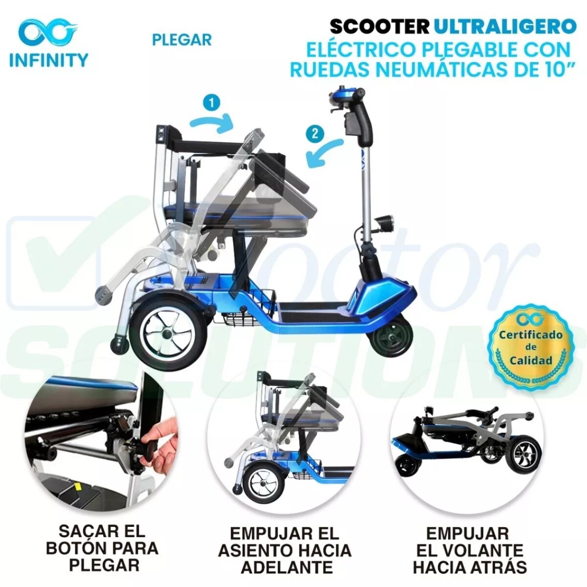 Scooter Eléctrico Infinity Ultraligero Plegable 4 Ruedas Coppel