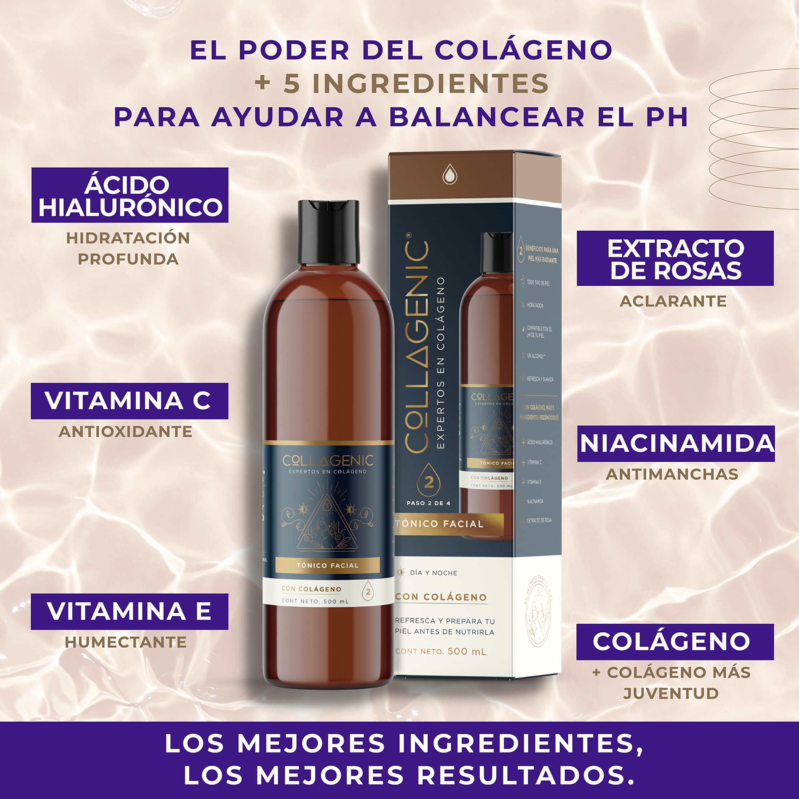 Kit Acido Hialuronico Collagenic Gel Limpiador Tonico Serum 3 Piezas