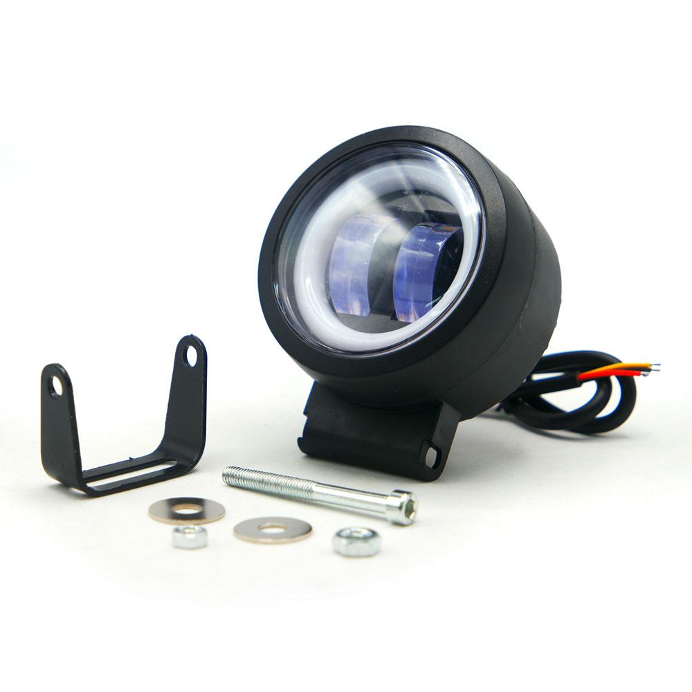 Faro Auxiliar Led Con Lupa Redondo Con 2 Led Ojo De Angel Con Luz