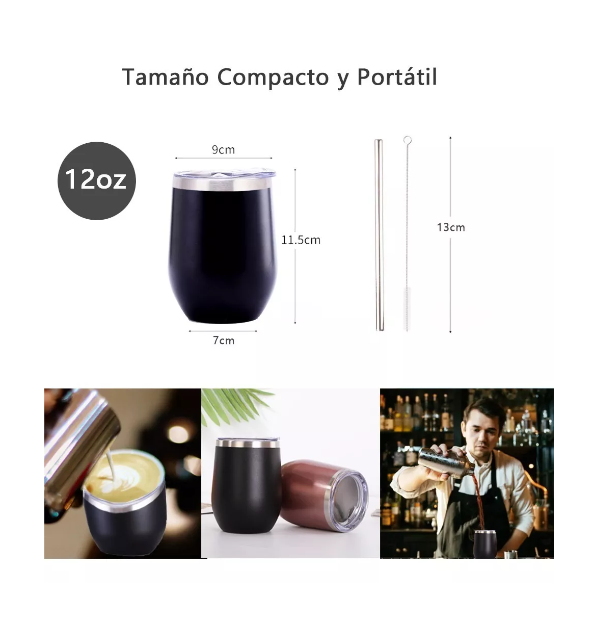 Vaso Termico Vino Caf Acero Inoxidable Oz Calor Fr O Pz Negro