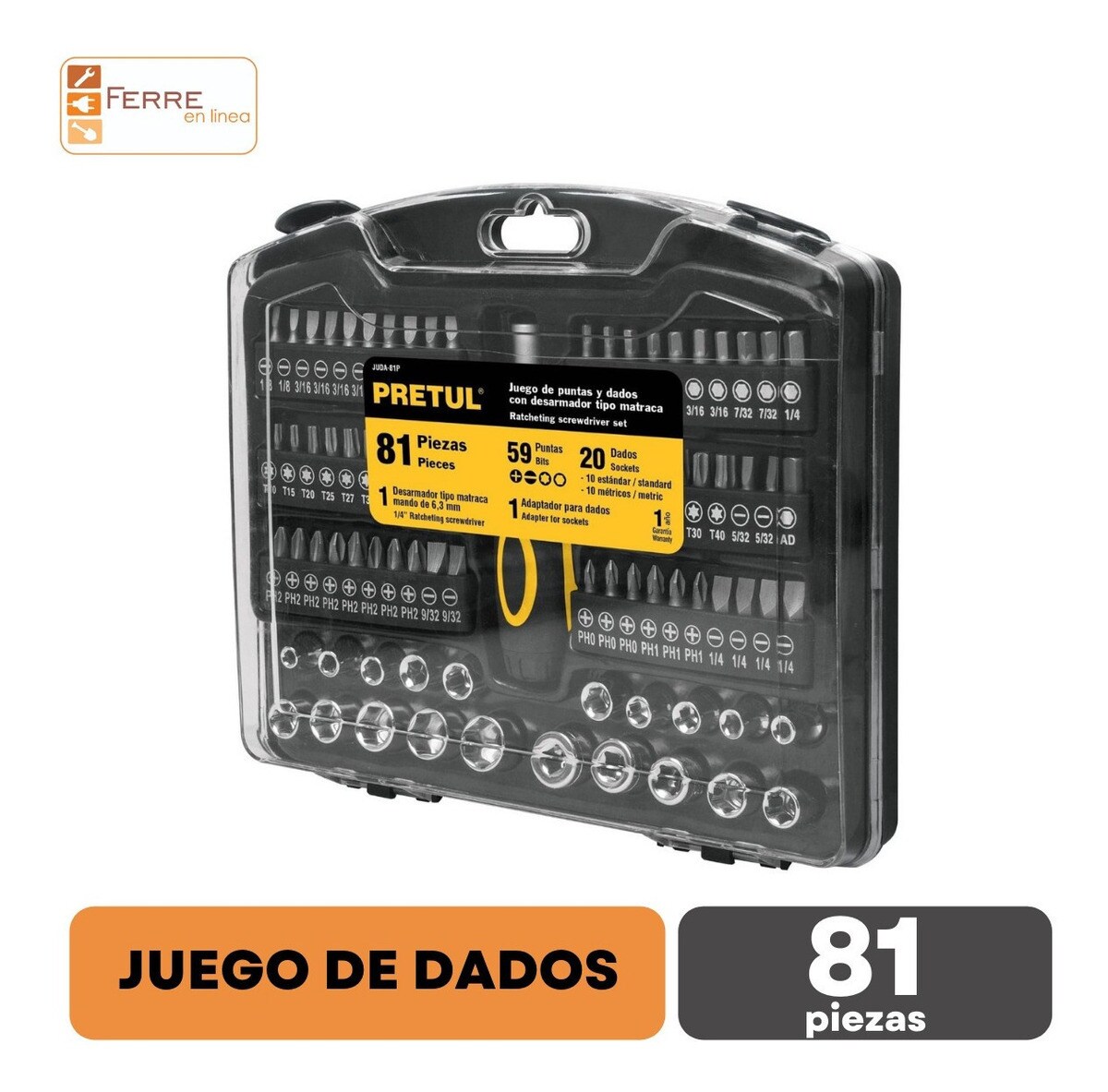 Juego De Dados Y Puntas Con Desarmador Matraca Piezas Coppel