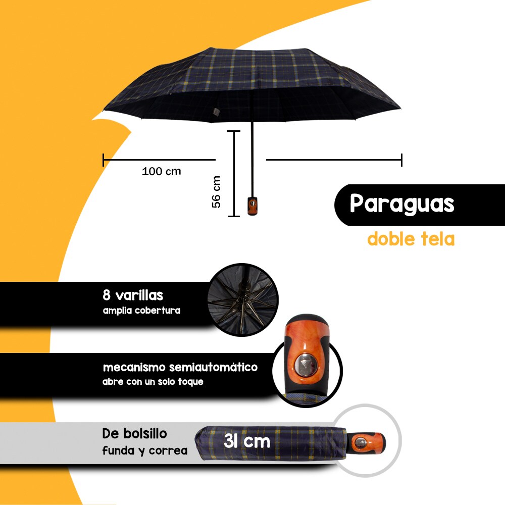 Paraguas Sombrilla Importadora La Merced Semiautom Tica Escocesa Azul