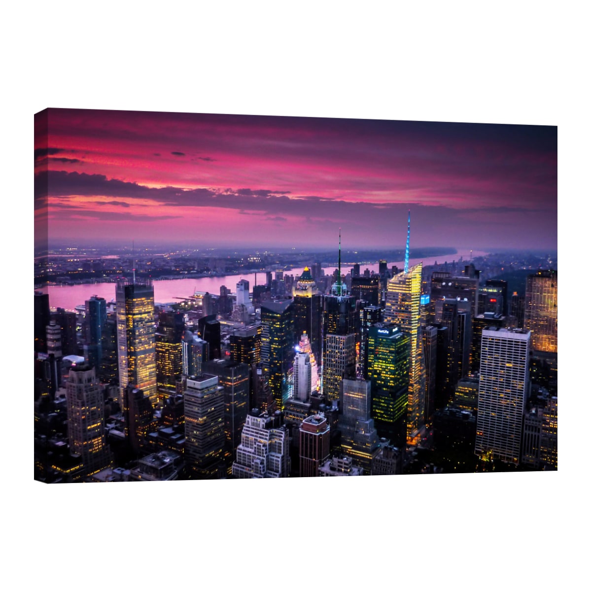 Cuadro Canvas Revolution 90 X 60 New York Puesta De Sol Rectangular