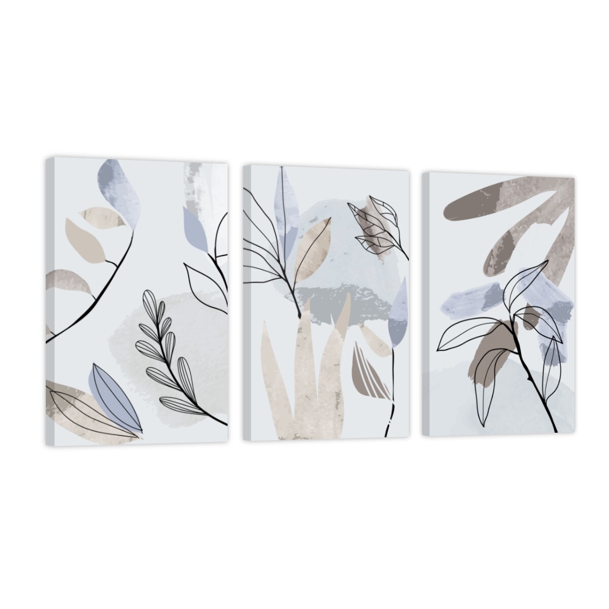 Cuadro Canvas Revolution Tr Ptico Vertical Plantas Abstractas Set De