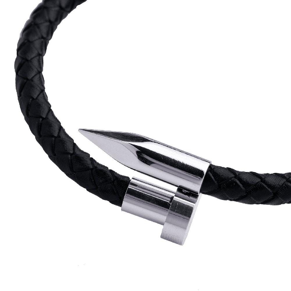 Pulsera Luckman Jack Plateada De Clavo Piel Vegana Para Hombre Coppel