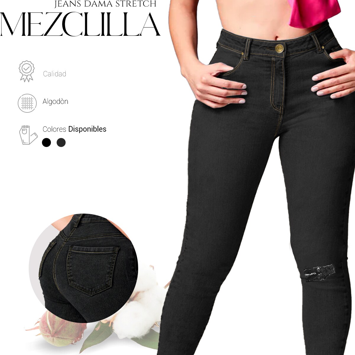 Jeans Para Dama Stretch Levanta Pompa Negro Coppel