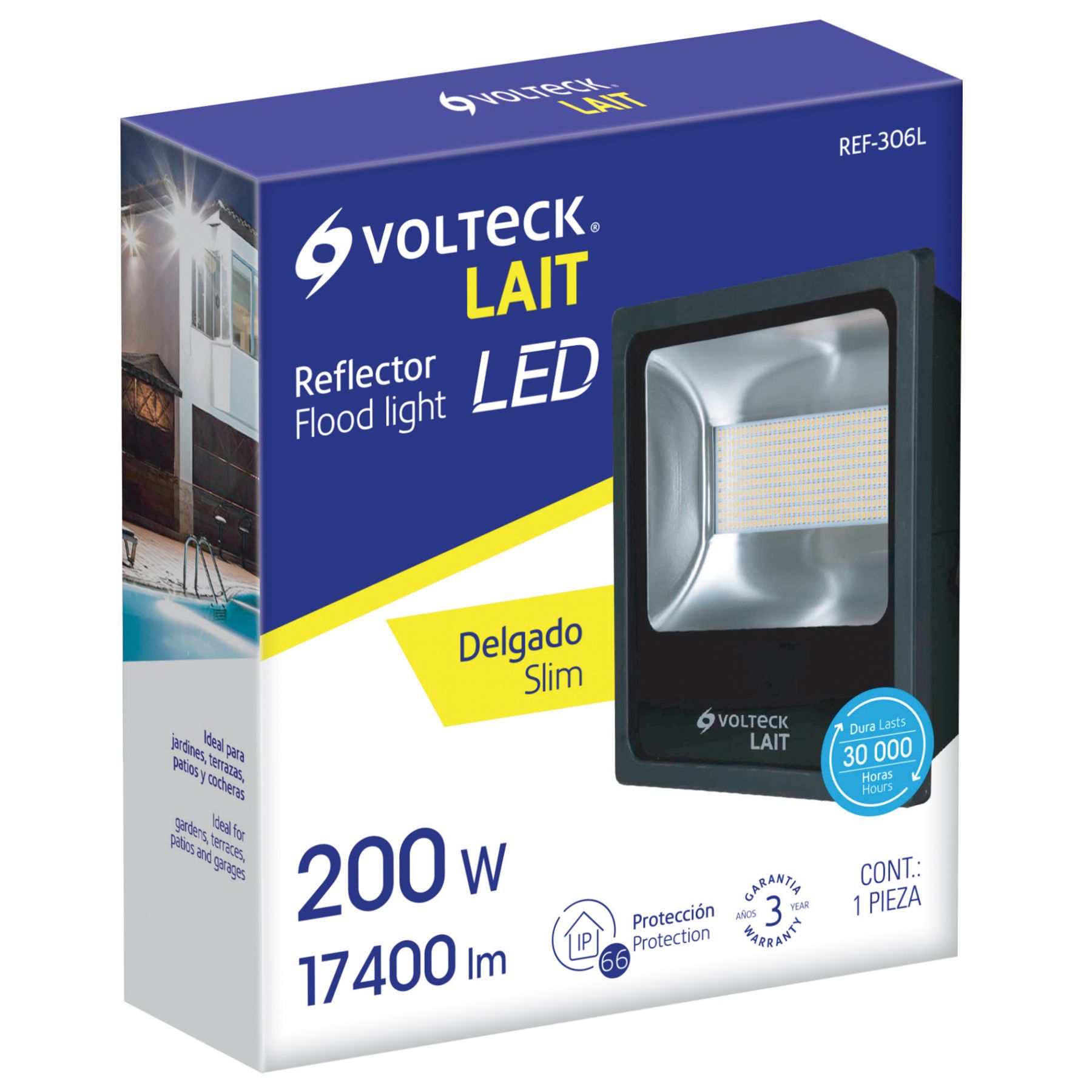 Reflector Delgado De Led Alta Potencia Volteck De 200 W Coppel