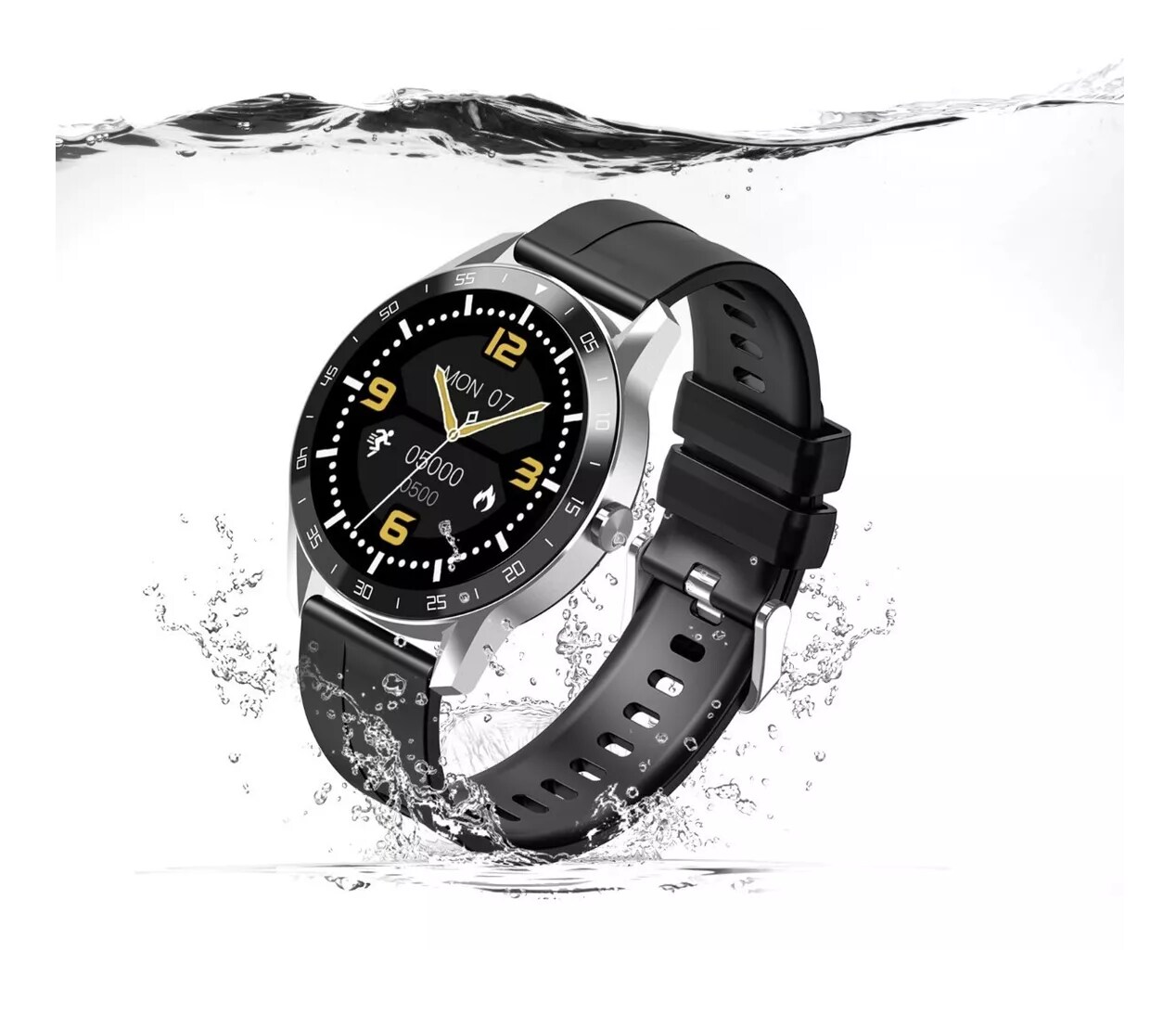 Reloj Inteligente Belug Color Negro Con Plata Bluetooth Impermeable