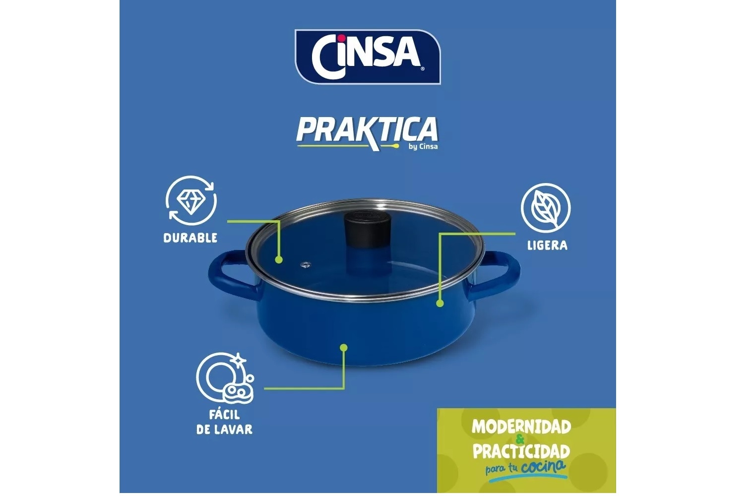 Batería De Cocina Cinsa Praktica Color Azul 6 Piezas Coppel