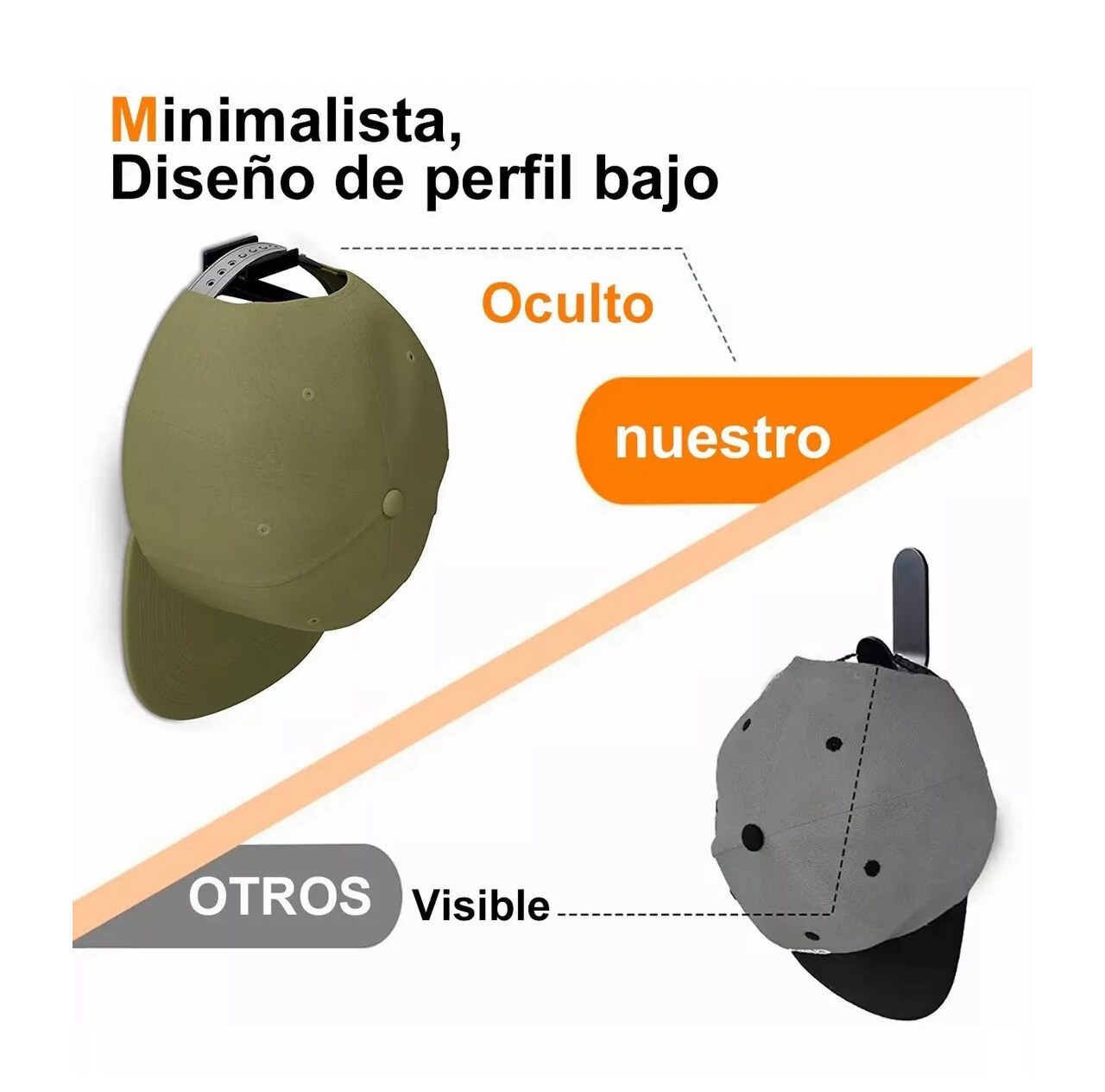 Gancho Organizador De Gorra Para Pared Belug Color Negro 10 Piezas