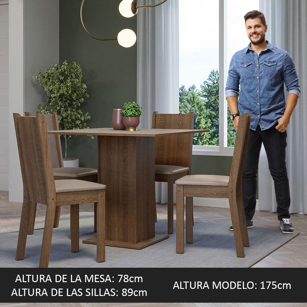 Juego De Comedor Mesa Con Tablero De Madera Sillas Marr N Crema