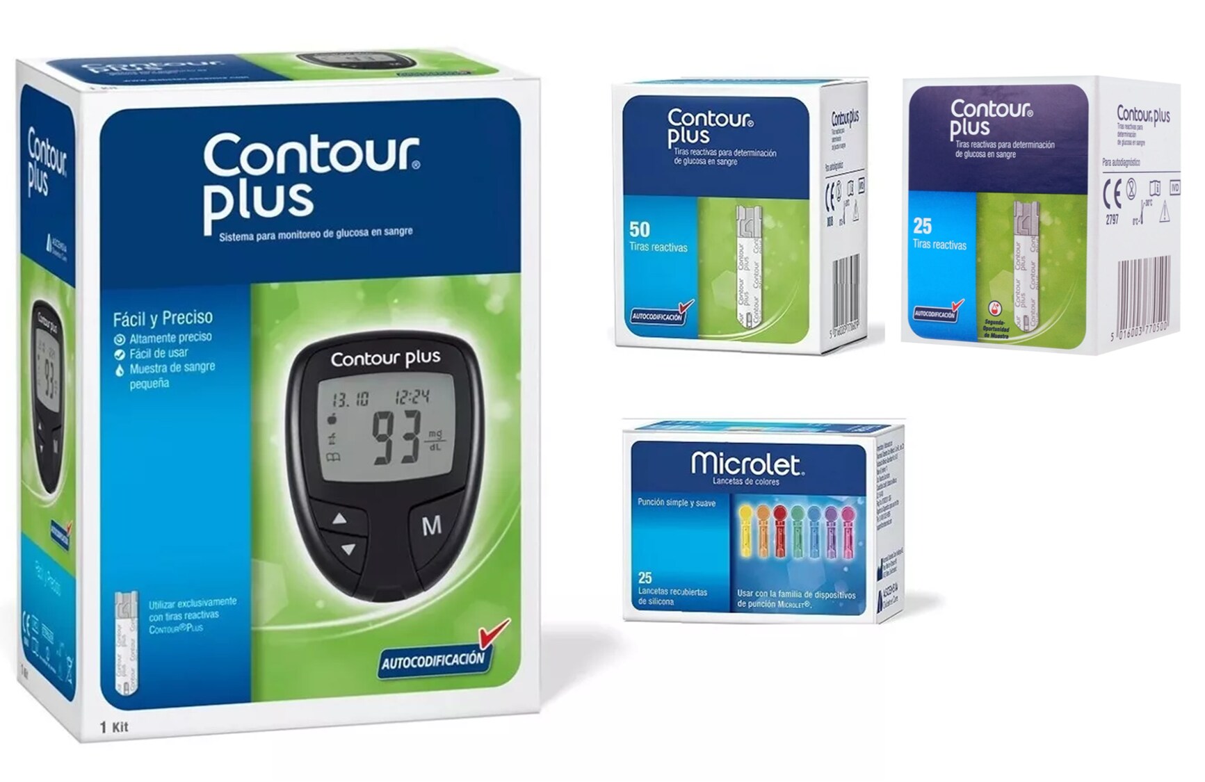 Kit Glucómetro Contour Plus 75 Tiras 25 Lancetas Coppel