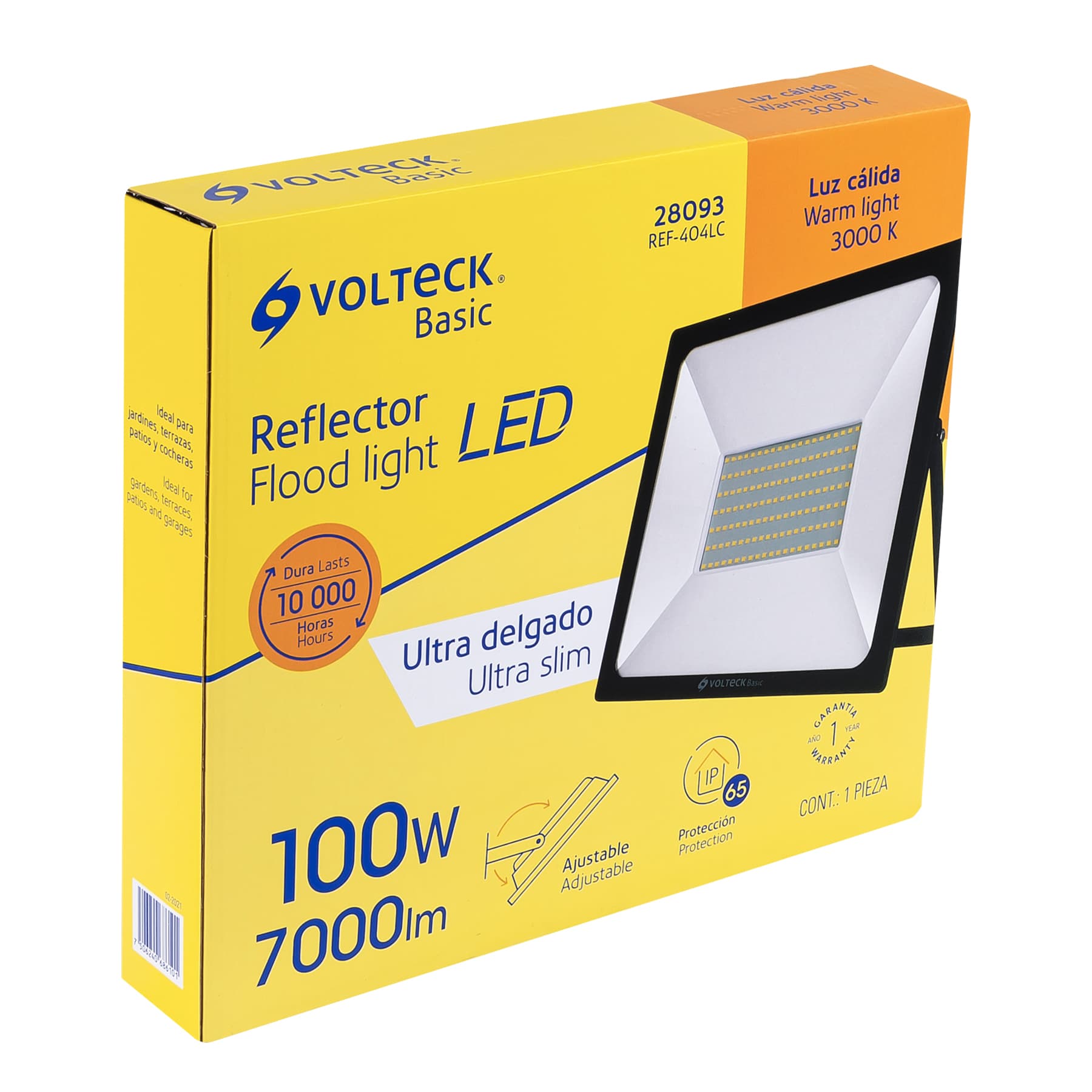 Reflector Ultra Delgado Led Volteck W Luz C Lida Basic Color Negro