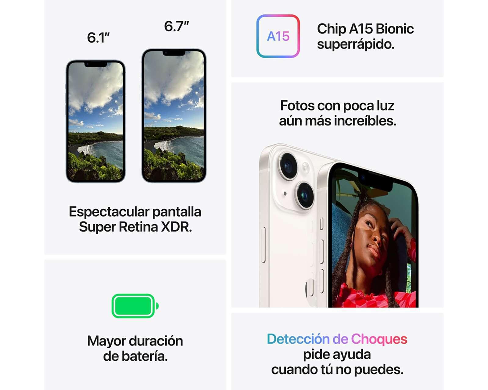 Celular Apple Desbloqueado IPhone 14 128 GB Blanco Estelar Coppel