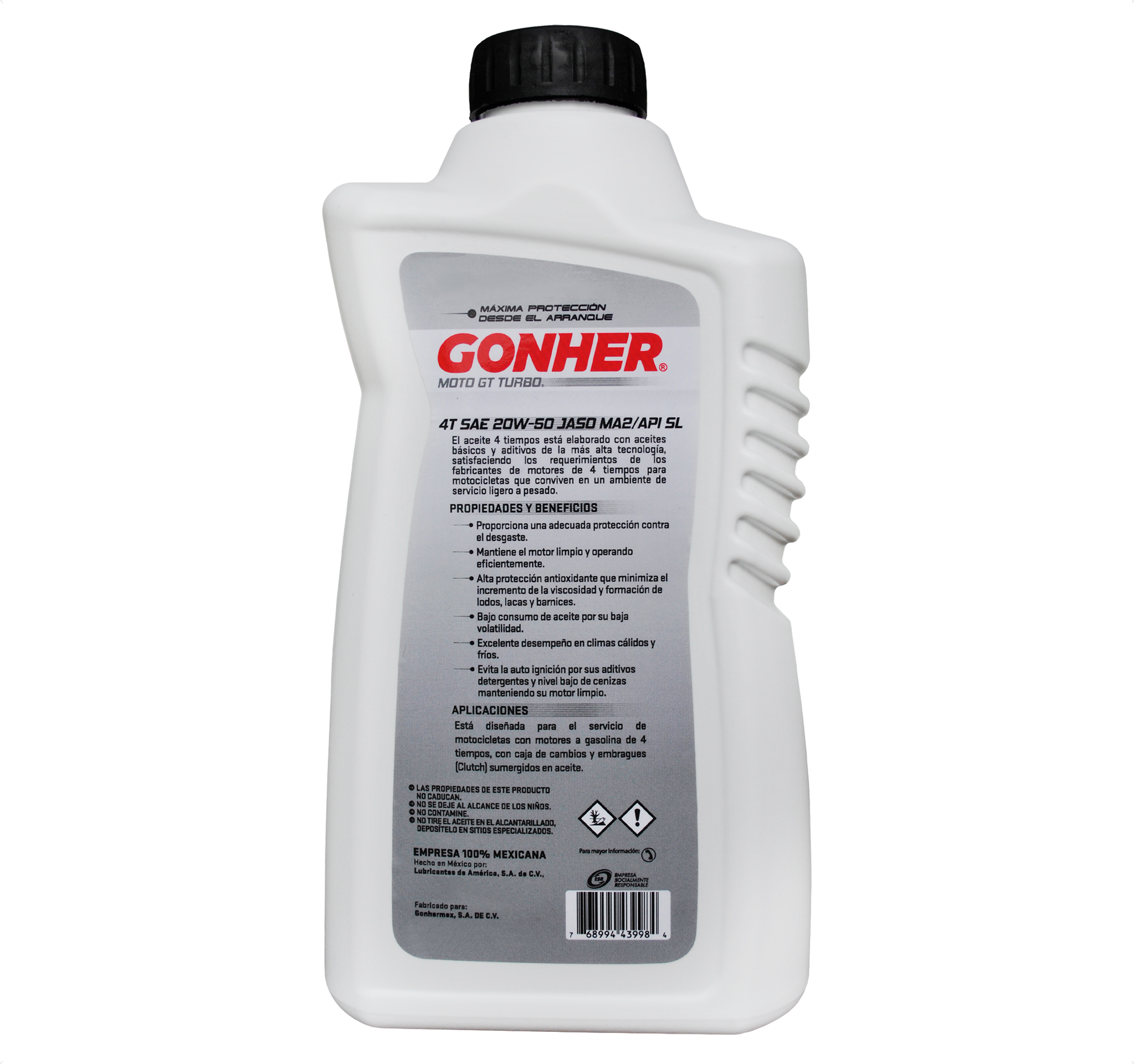 Foto 4 pulgar | Aceite Mineral Gonher para Motocicleta 20W50 4 Tiempos GR Turbo 946 ml