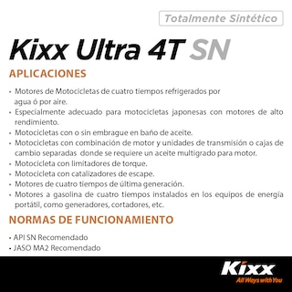 Foto 3 | Aceite Para Motocicleta Sintético Kixx Ultra 4t Sn/ma2 10w-40, 1l