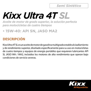 Foto 2 | Aceite Para Motocicleta Semi-sintético Kixx Ultra 4t Sl/ma2 25w-60, 1l