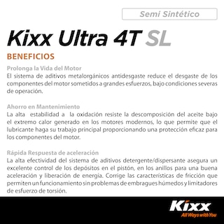 Foto 4 | Aceite Para Motocicleta Semi-sintético Kixx Ultra 4t Sl/ma2 25w-60, 1l