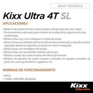 Foto 3 | Aceite Para Motocicleta Semi-sintético Kixx Ultra 4t Sl/ma2 20w-50, 1l