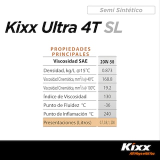 Foto 6 | Aceite Para Motocicleta Semi-sintético Kixx Ultra 4t Sl/ma2 20w-50, 1l