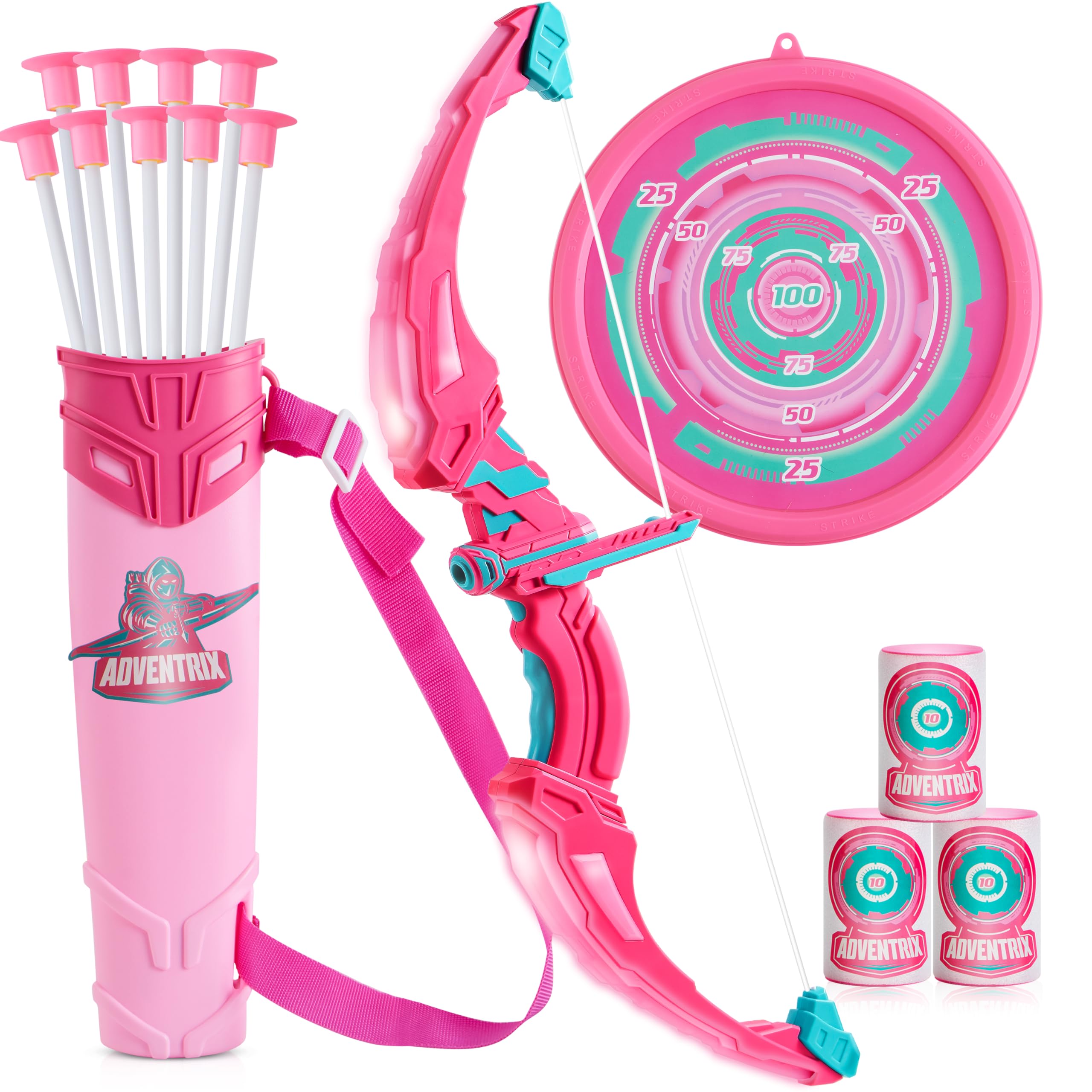 Foto 2 pulgar | Juego De Juguetes De Tiro Con Arco Joyin Con Arco Y Flecha Rosas Con Luz Led Para Niñas - Venta Internacional.