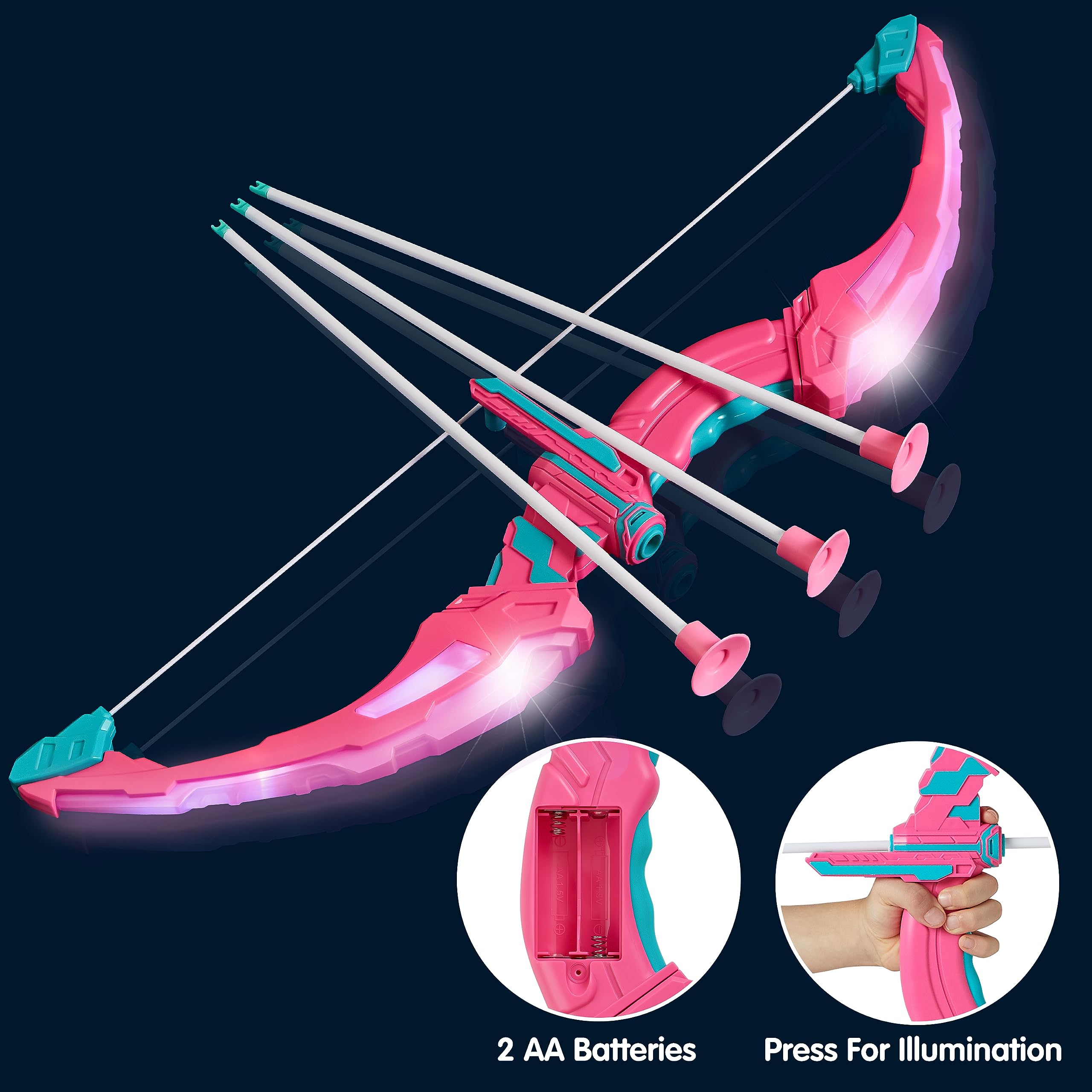 Foto 3 pulgar | Juego De Juguetes De Tiro Con Arco Joyin Con Arco Y Flecha Rosas Con Luz Led Para Niñas - Venta Internacional.