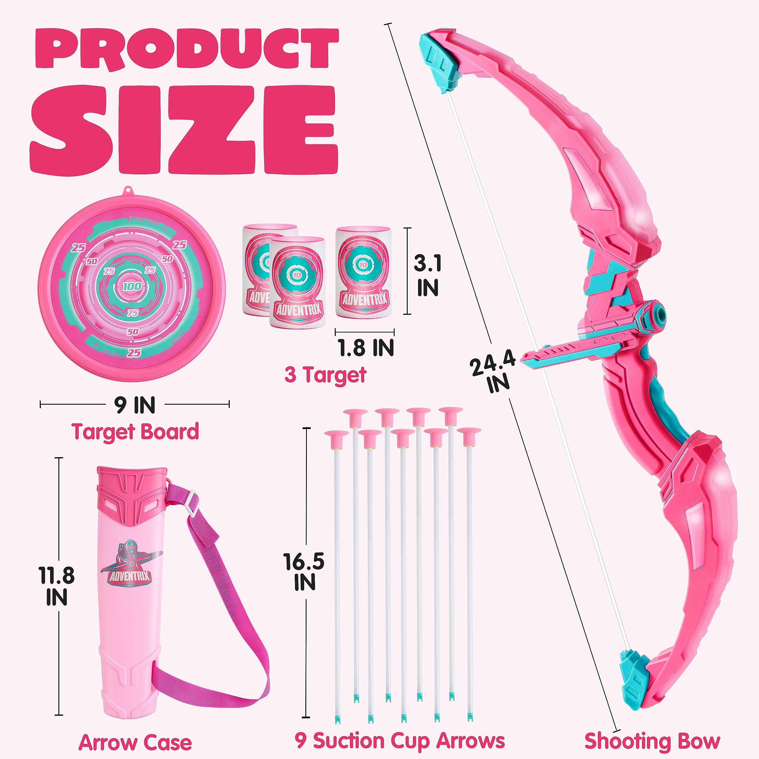 Foto 8 pulgar | Juego De Juguetes De Tiro Con Arco Joyin Con Arco Y Flecha Rosas Con Luz Led Para Niñas - Venta Internacional.