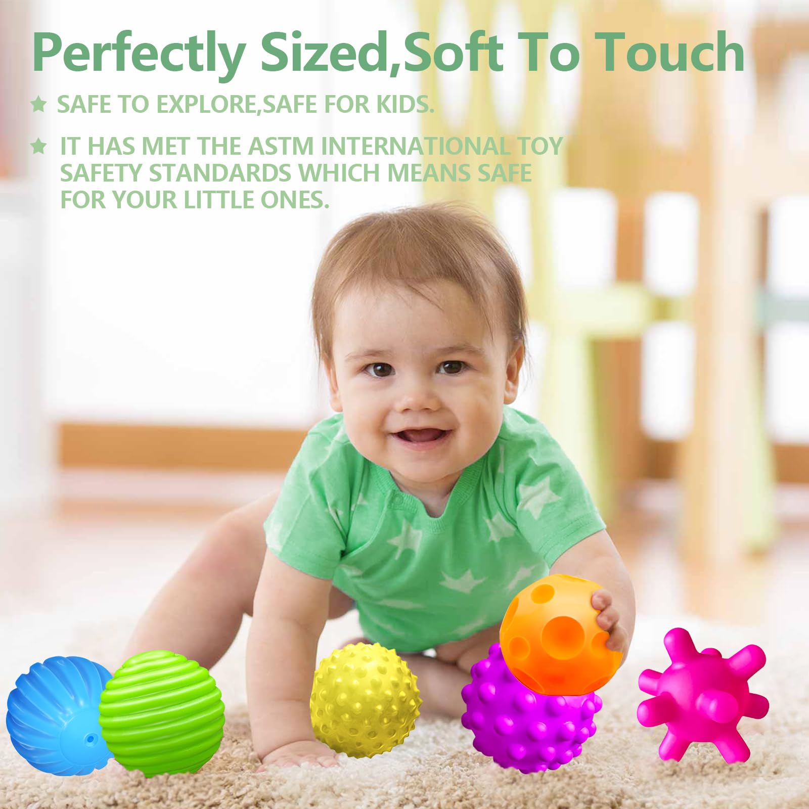Foto 5 | Venta Internacional - Bolas Sensoriales Rohsce Para Bebés De 6 A 12 Meses Con Texturas (paquete De 6)