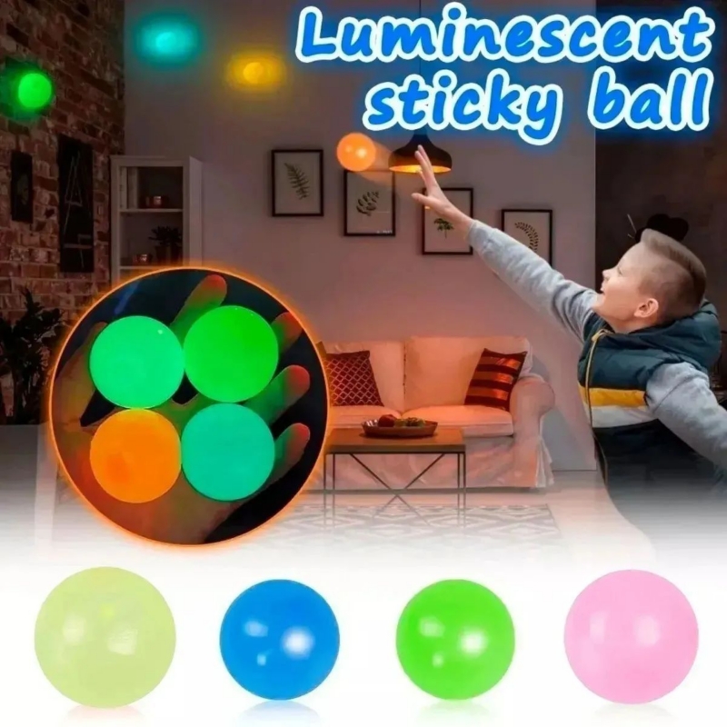 Foto 3 pulgar | Juego De 12 Juguetes Sticky Fluorescent Balls Para Niños - Venta Internacional.