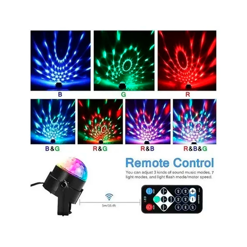 Foto 3 pulgar | Bola de Discoteca Rítmica Led RGB Giratoria para Fiestas - Venta Internacional