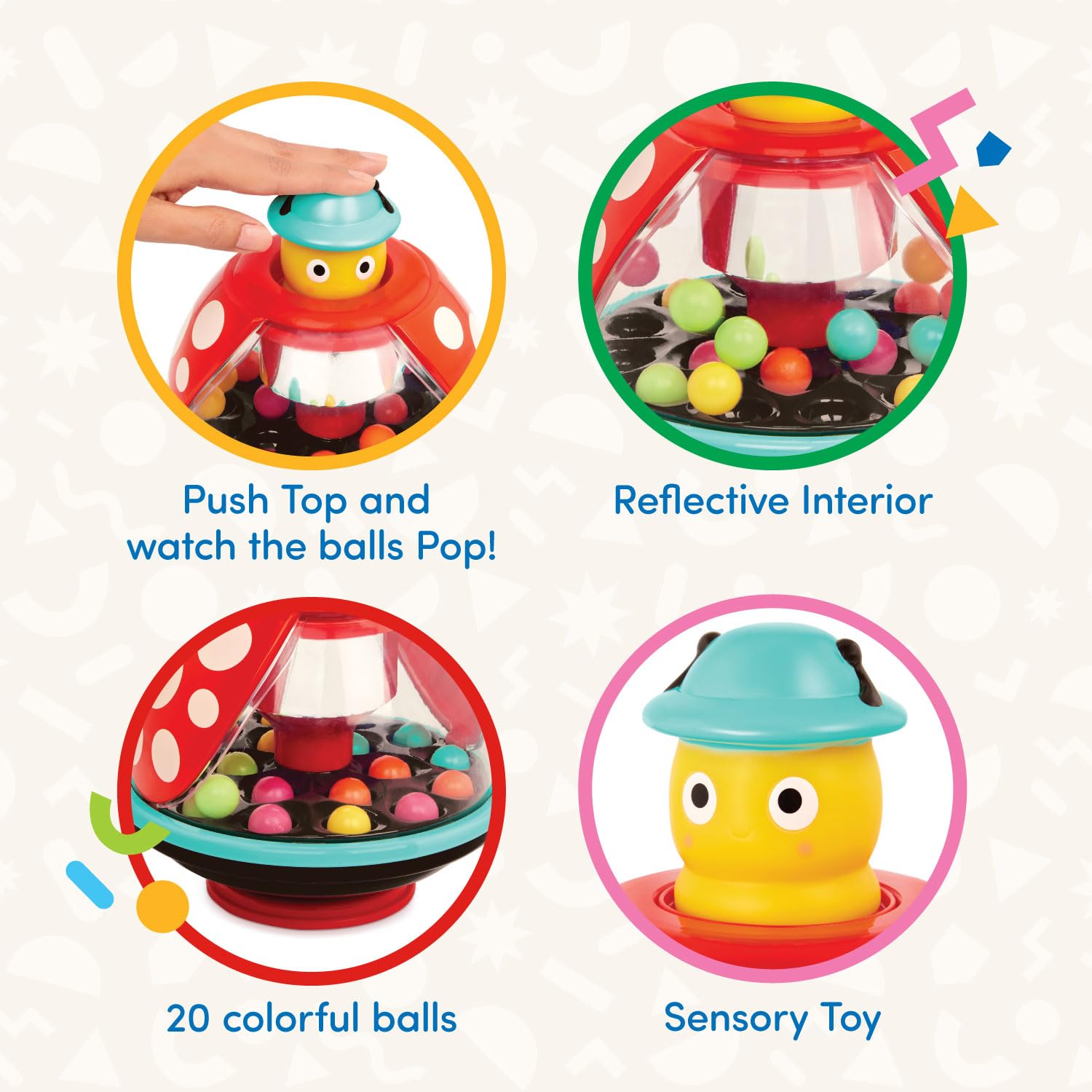 Foto 5 pulgar | Camiseta Con Forma De Mariquita Toy Battat Con 20 Bolas Pequeñas Y Coloridas - Venta Internacional.