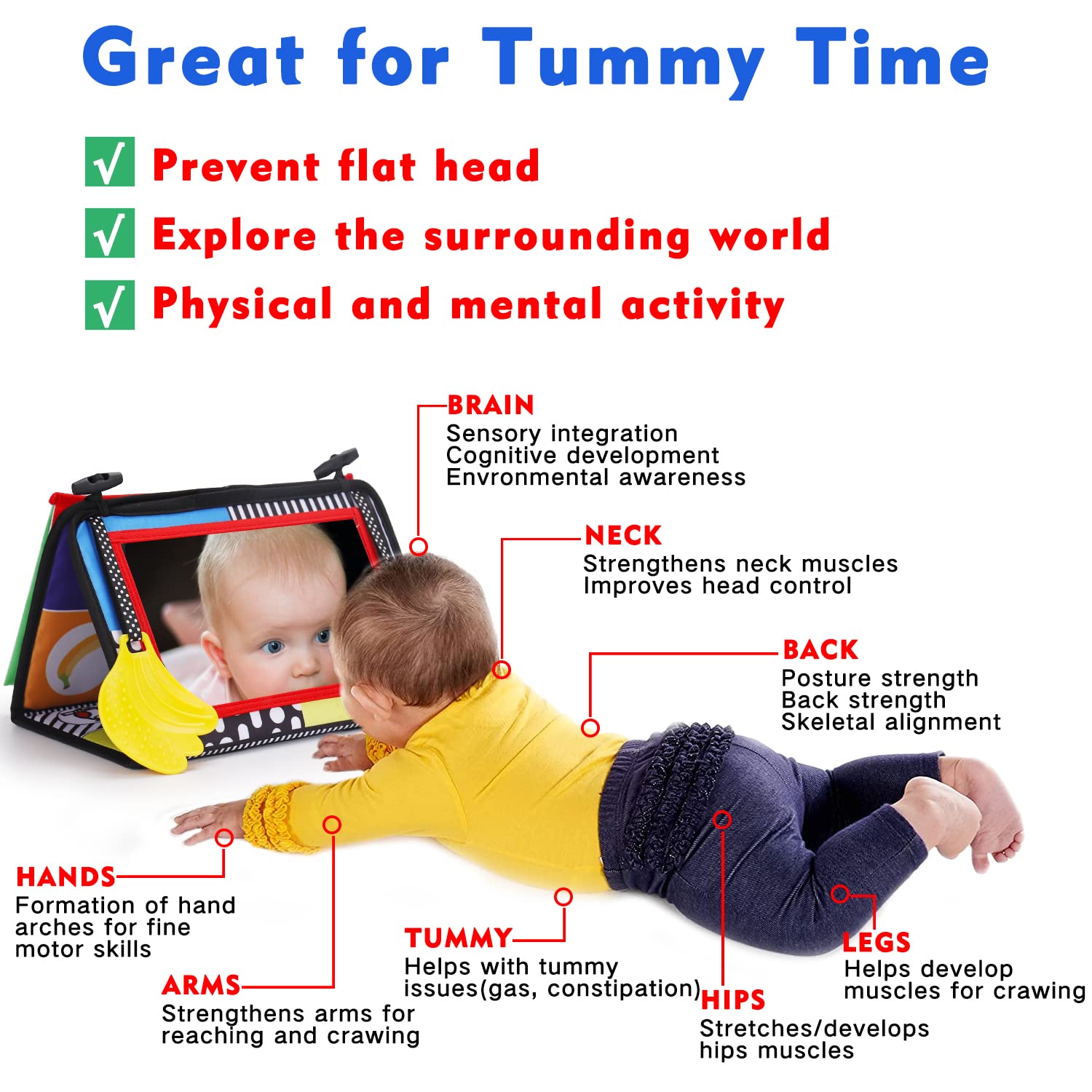Foto 3 pulgar | Tummy Time Baby Mirror, Juguete Infantil, Con Libro Y Mordedor - Venta Internacional.