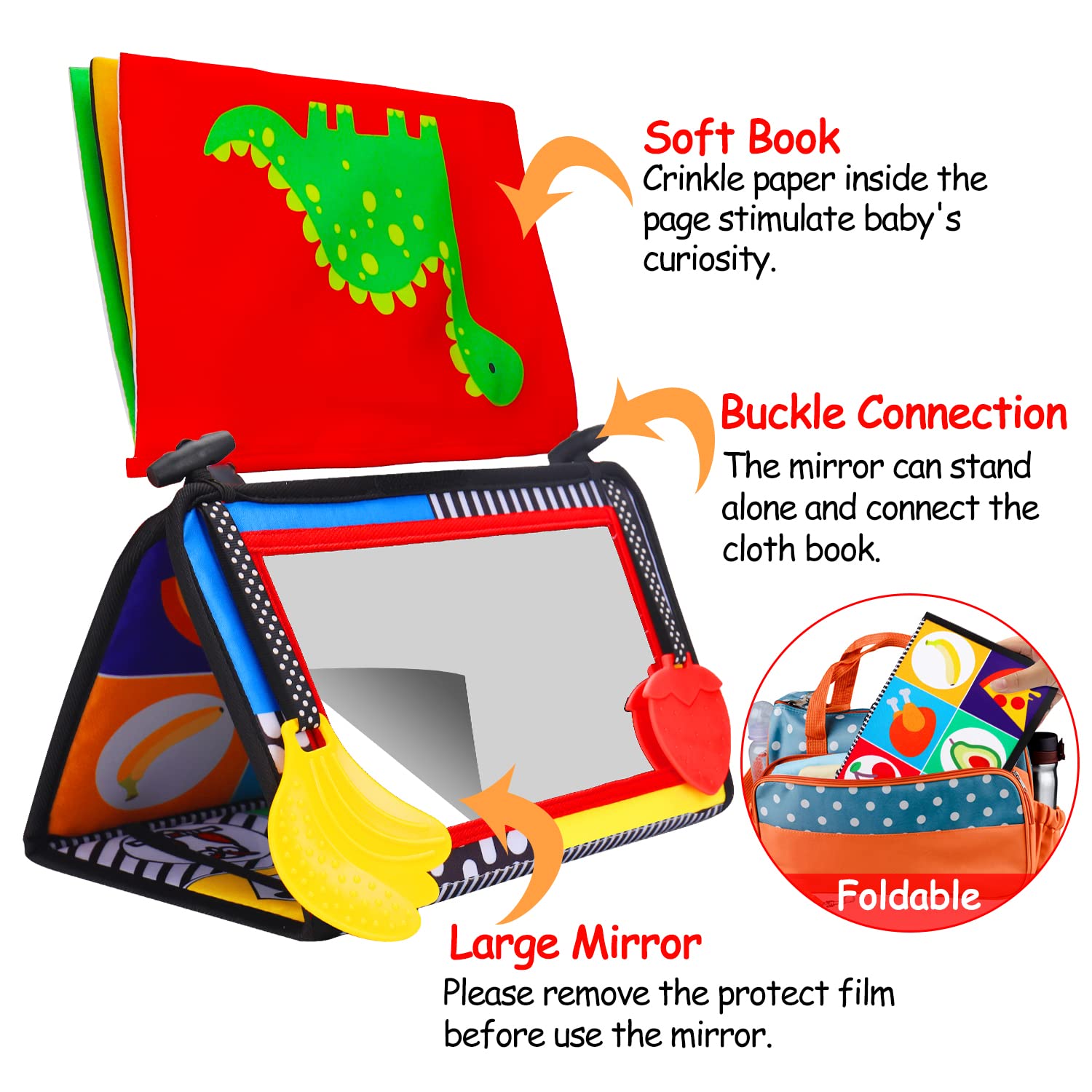 Foto 4 pulgar | Tummy Time Baby Mirror, Juguete Infantil, Con Libro Y Mordedor - Venta Internacional.