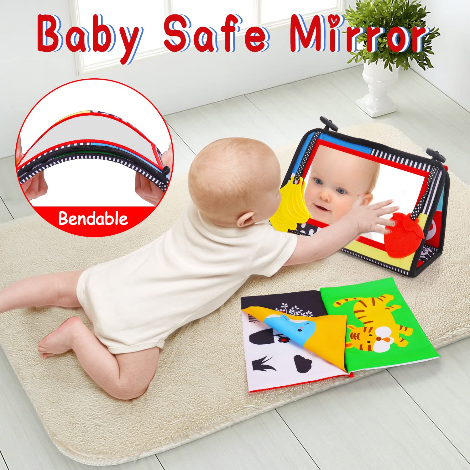 Foto 5 pulgar | Tummy Time Baby Mirror, Juguete Infantil, Con Libro Y Mordedor - Venta Internacional.