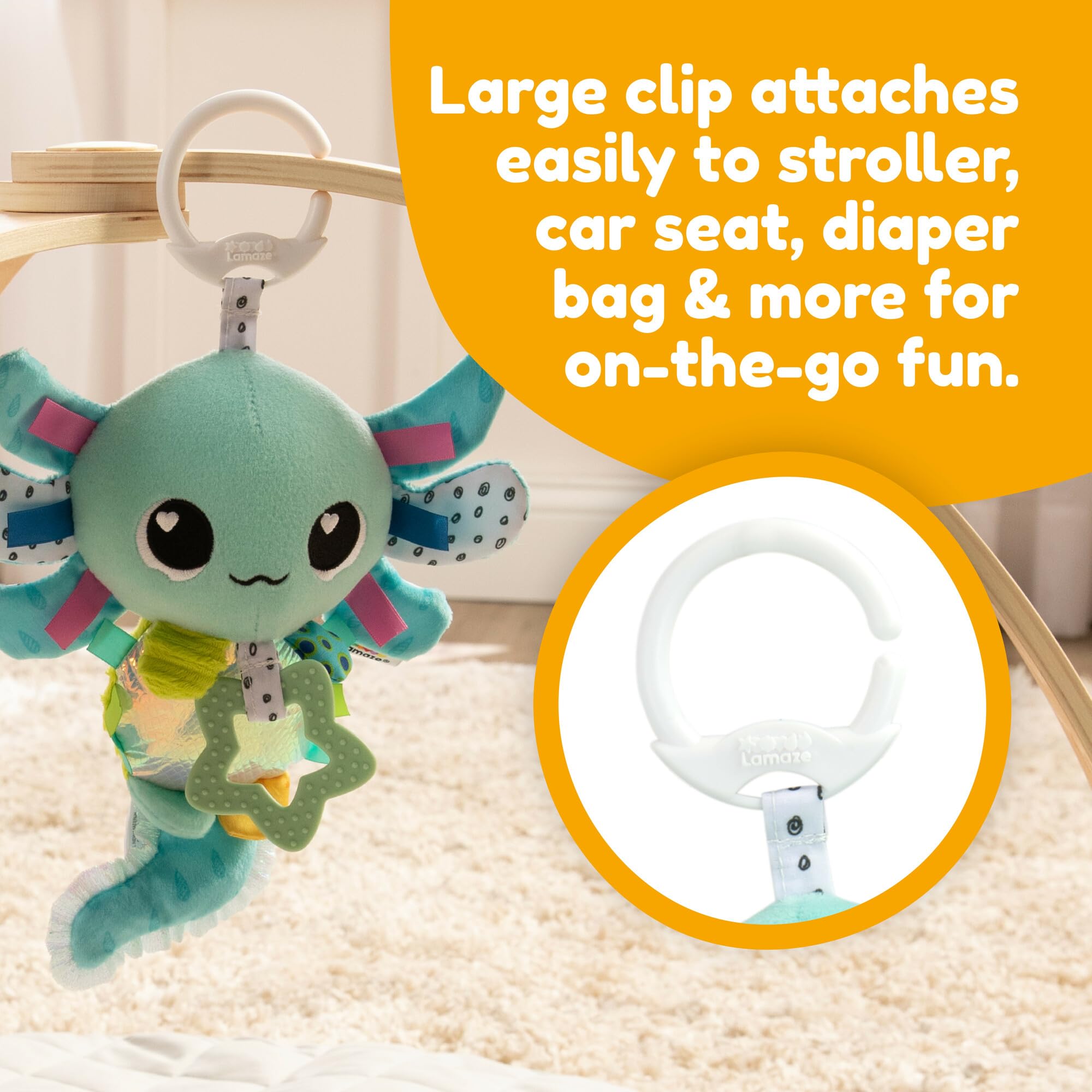 Foto 5 | Asiento De Coche Y Cochecito De Juguete Con Clip Lamaze Alise Axolotl - Venta Internacional.