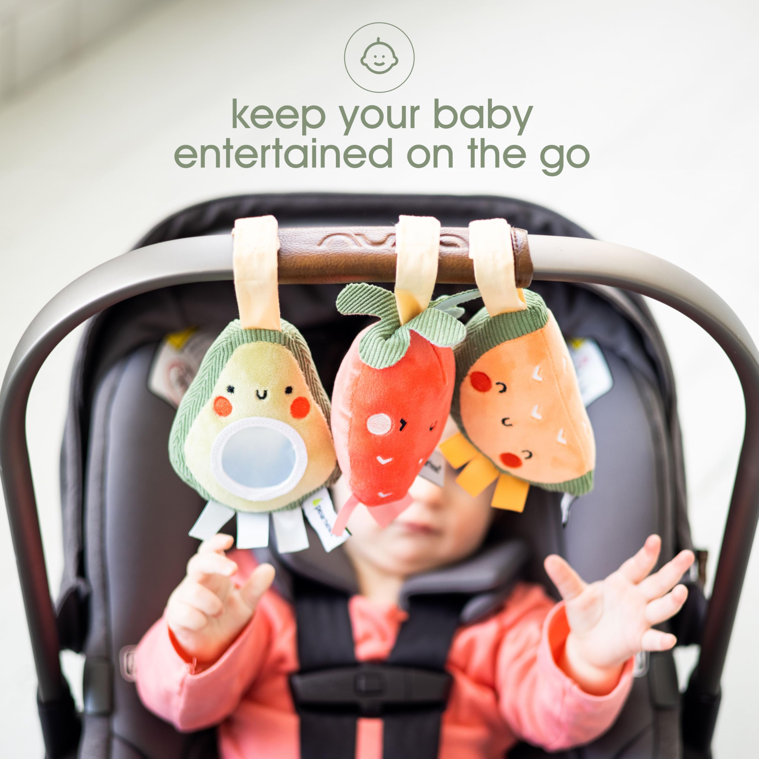 Foto 3 pulgar | Set De Peluches Stroller Toy Pearhead Fruit Con Espejo Colgante, 3 Unidades - Venta Internacional.