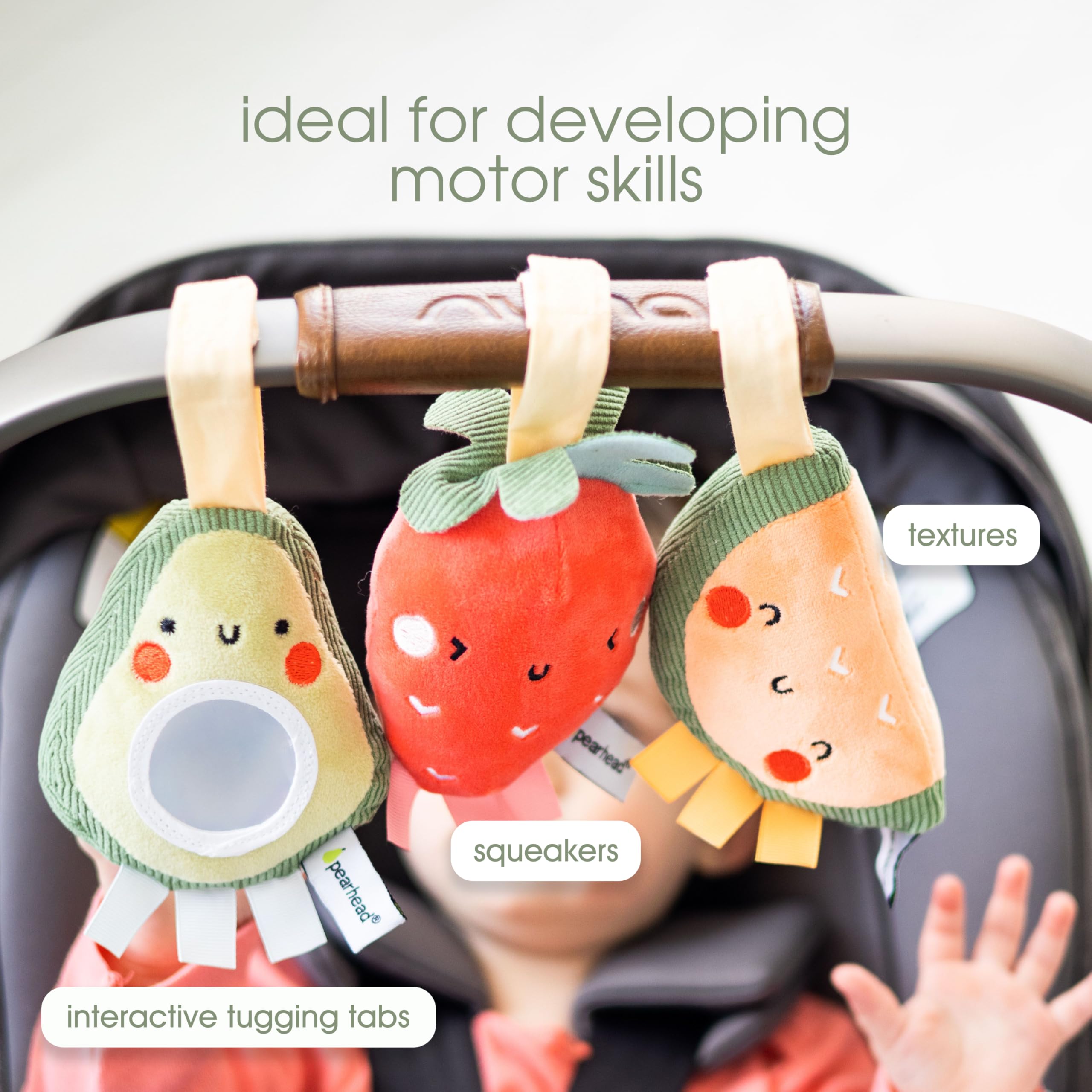 Foto 4 pulgar | Set De Peluches Stroller Toy Pearhead Fruit Con Espejo Colgante, 3 Unidades - Venta Internacional.