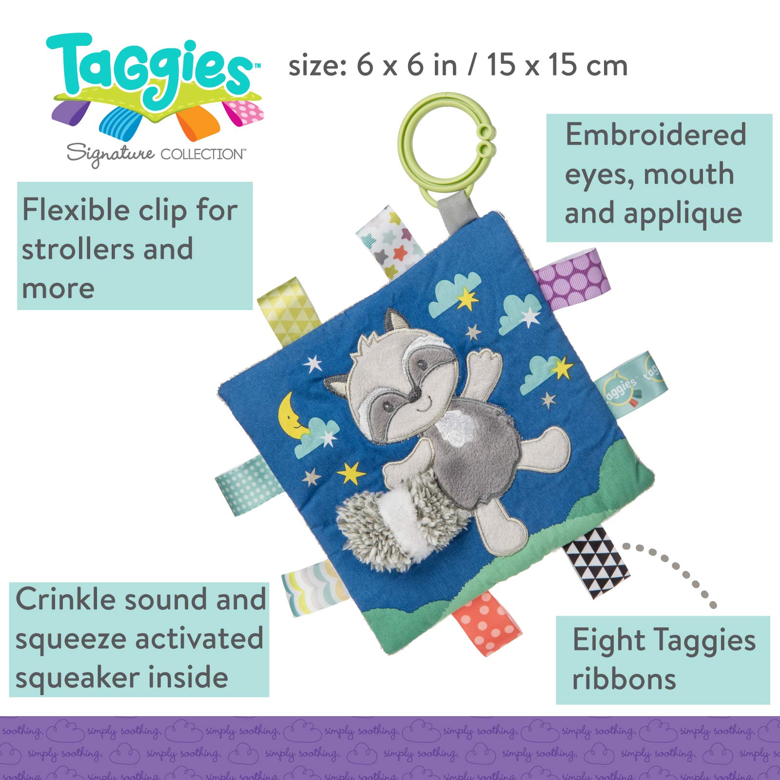 Foto 4 | Calmante Juguete Sensorial Crinkle Me Taggies Harley Raccoon - Venta Internacional.