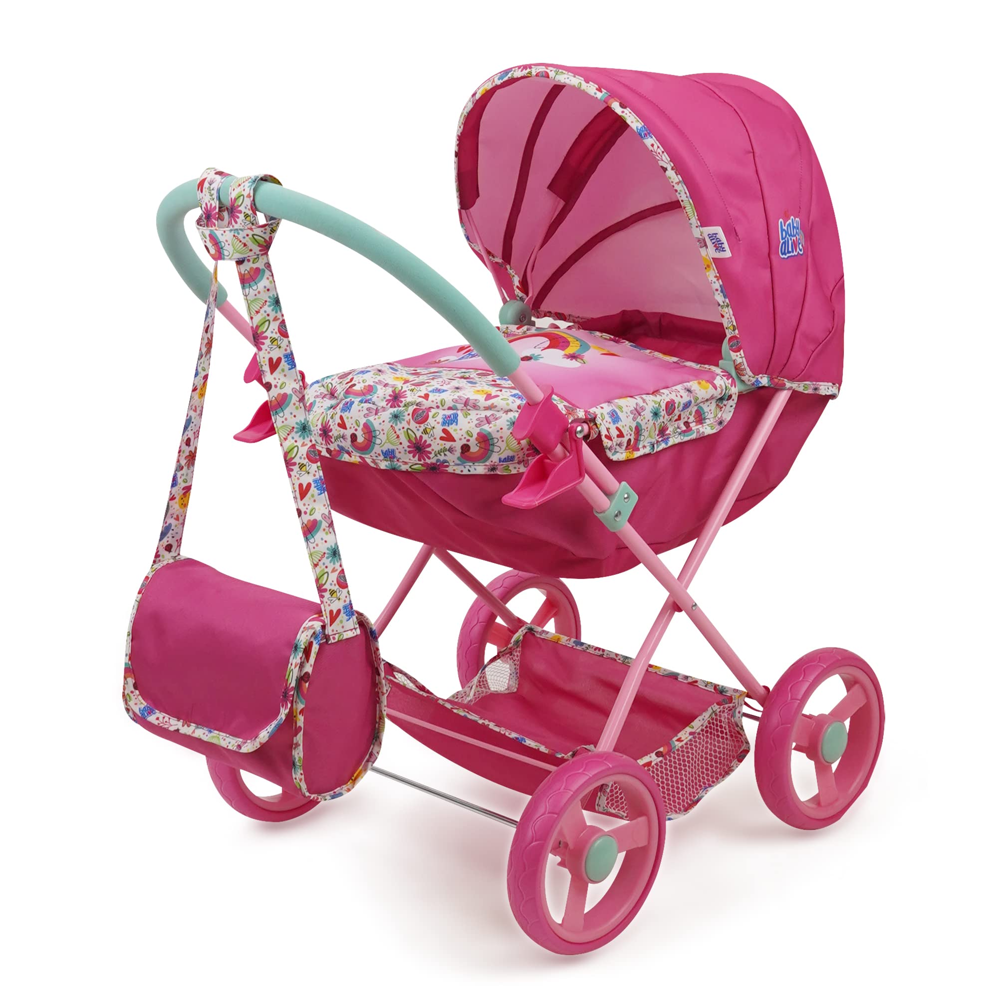 Cochecito Para Muñecas Baby Alive Deluxe Classic Pink Rainbow De 3 Años O Más - Venta Internacional.