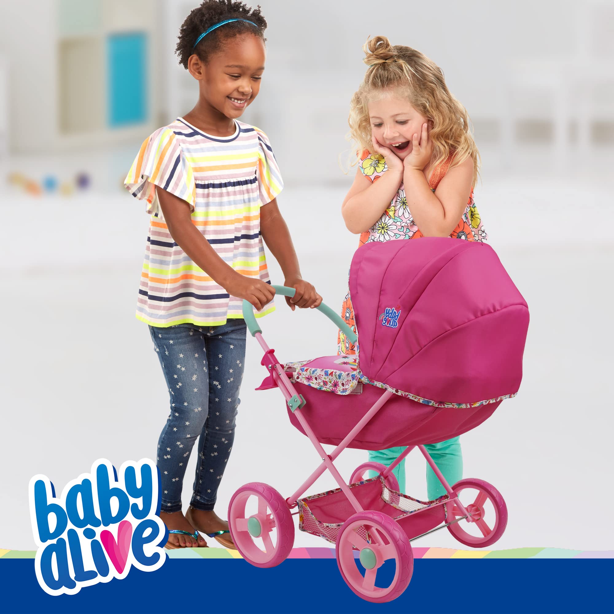 Foto 5 | Cochecito Para Muñecas Baby Alive Deluxe Classic Pink Rainbow De 3 Años O Más - Venta Internacional.