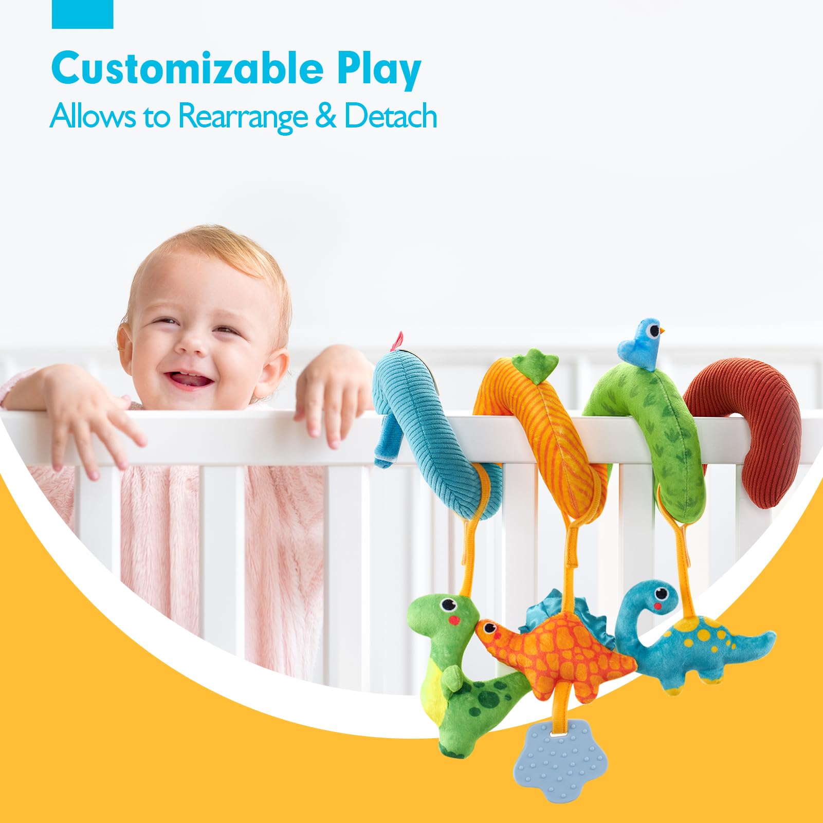 Foto 6 pulgar | Asiento De Coche Hahaland Toys Para Bebés De 0 A 6 Meses Con Sonajero Y Espejo - Venta Internacional.
