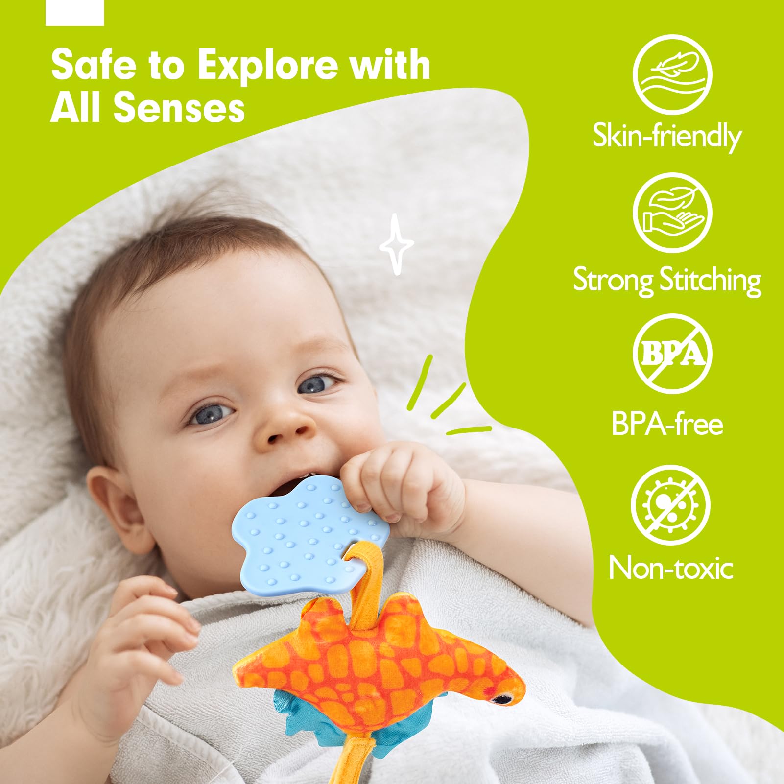 Foto 6 | Asiento De Coche Hahaland Toys Para Bebés De 0 A 6 Meses Con Sonajero Y Espejo - Venta Internacional.
