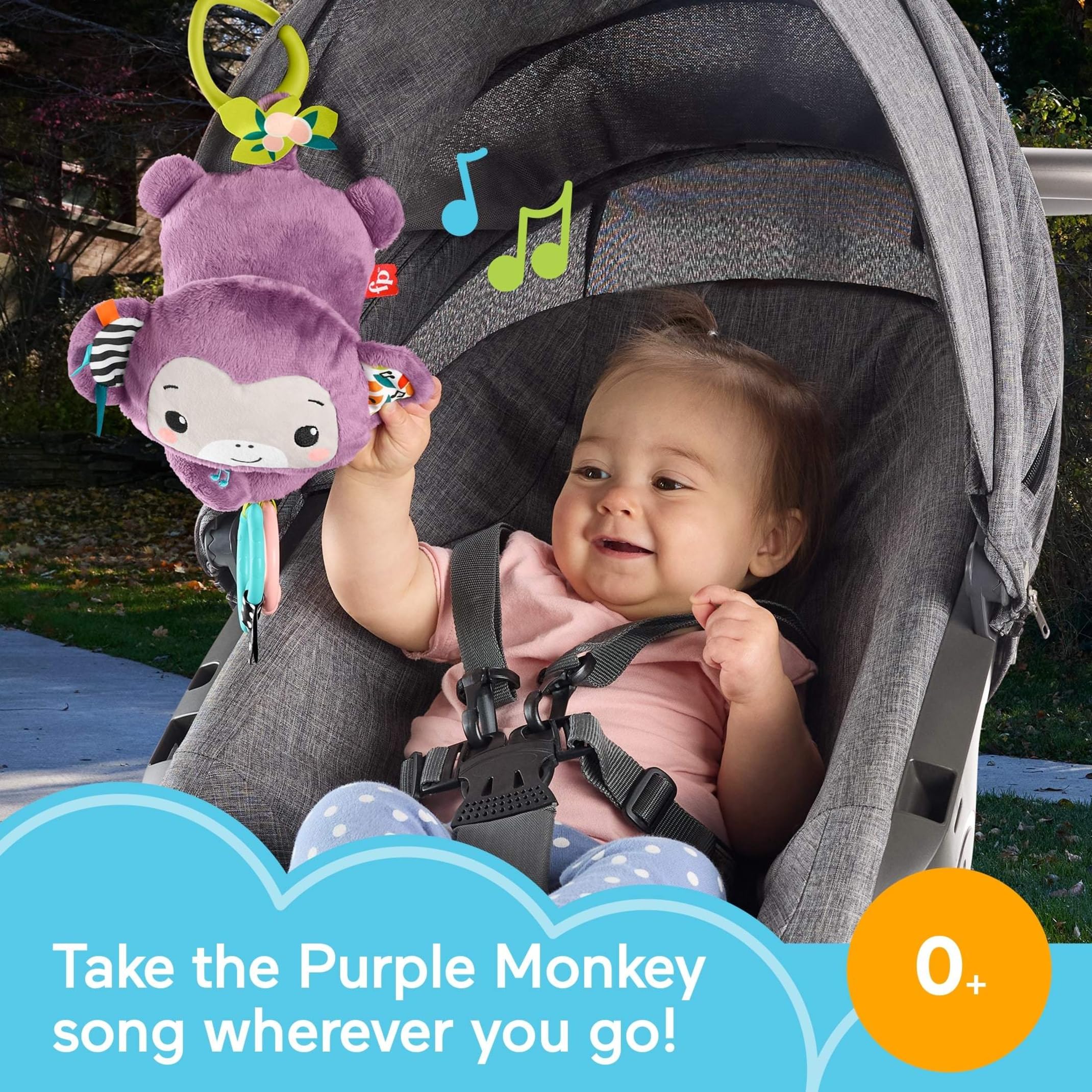 Foto 3 pulgar | Cochecito Fisher-price Sing & Go Purple Monkey Para Recién Nacidos - Venta Internacional.