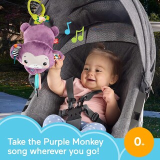 Foto 2 | Cochecito Fisher-price Sing & Go Purple Monkey Para Recién Nacidos - Venta Internacional.