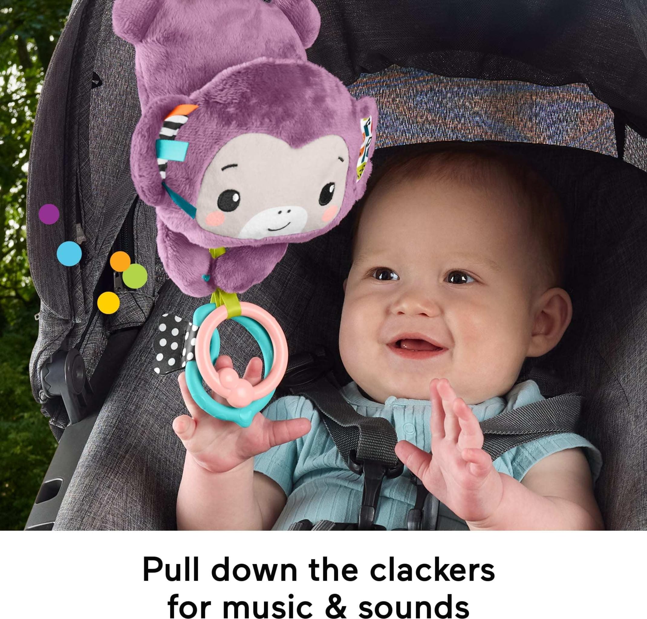 Foto 5 pulgar | Cochecito Fisher-price Sing & Go Purple Monkey Para Recién Nacidos - Venta Internacional.