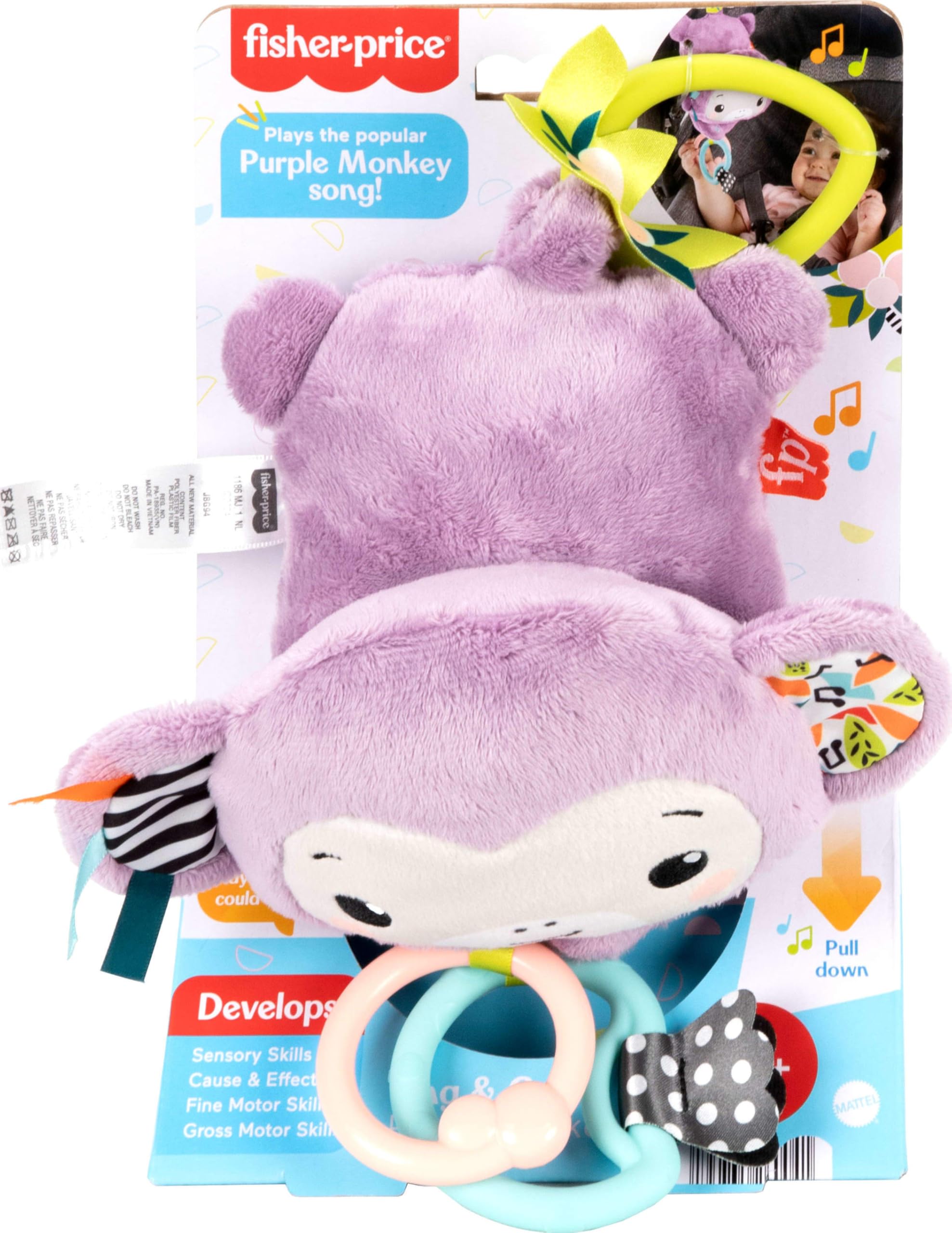 Foto 7 pulgar | Cochecito Fisher-price Sing & Go Purple Monkey Para Recién Nacidos - Venta Internacional.