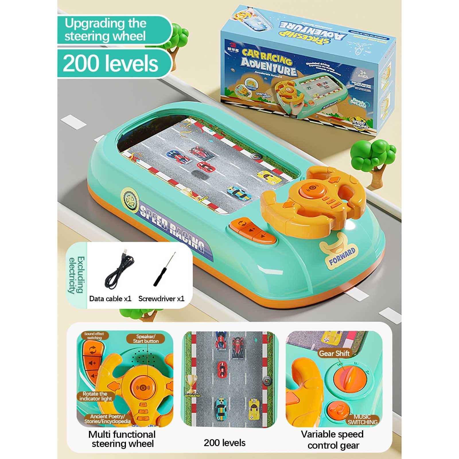 Foto 4 pulgar | Volante De Coche Racing Adventure Para Niños, Color Negro - Venta Internacional.