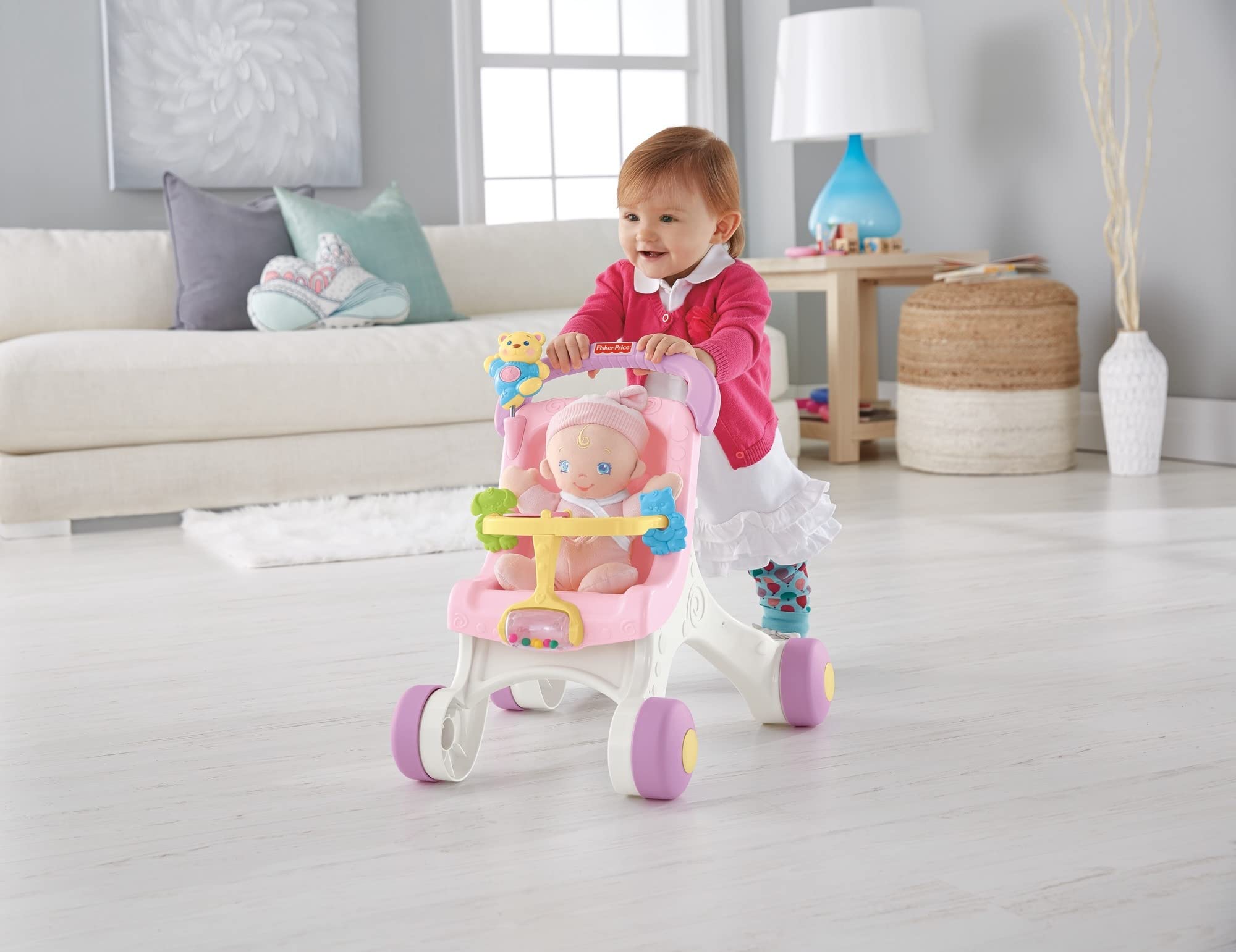 Foto 3 pulgar | Stroll-along Walker Fisher-price Brilliant Basics Pink - Venta Internacional.